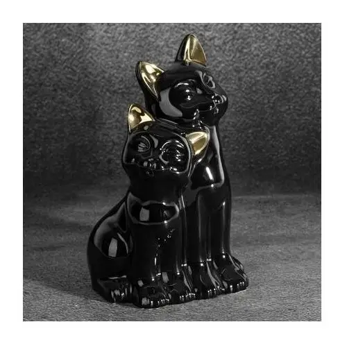 Koty figurka dekoracyjna ceramiczna czarno-złota 14 x 12 x 22 cm czarny