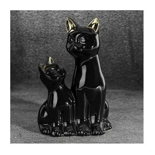 Koty figurka dekoracyjna ceramiczna czarno-złota 15 x 11 x 22 cm czarny,złoty