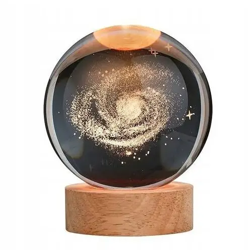 Kryształowa kula na podstawie drewnianej Droga Mleczna Led