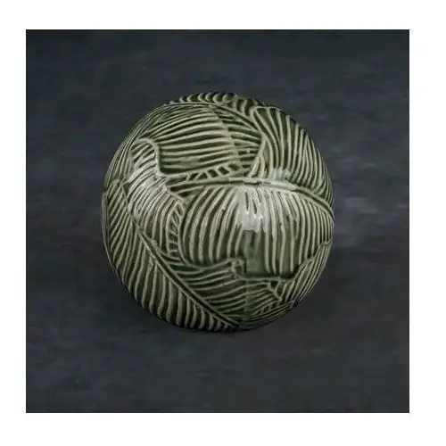 Kula ceramiczna DARA z wytłaczanym wzorem liści ∅ 10 x 9 cm turkusowy,zielony