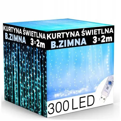 Kurtyna Led 240 3x2m lampki sople girlanda Zimna