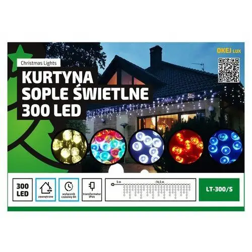 Kurtyna Sople 300 Led 15m Zewnętrzne Timer Multi