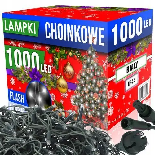 Lampki Choinkowe Na Choinkę Zewnętrzne Wodoodporne 1000 Led Flash Białe