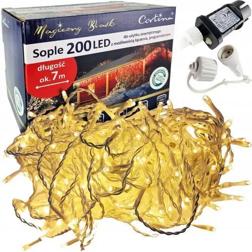 Lampki Choinkowe Sople 200 Led Wew/zew 8 Funkcji 7M Kurtyna Choinkę Choinka