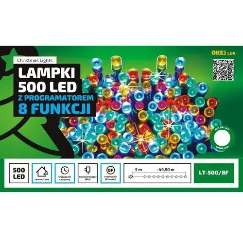 Lampki choinkowe zewnętrzne 500LED 50M Programator