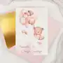 Kartka na chrzest ��wi��ty z r����owym misiem i balonami - pink teddy + koperta ozdobna Lily zaproszenia Sklep on-line