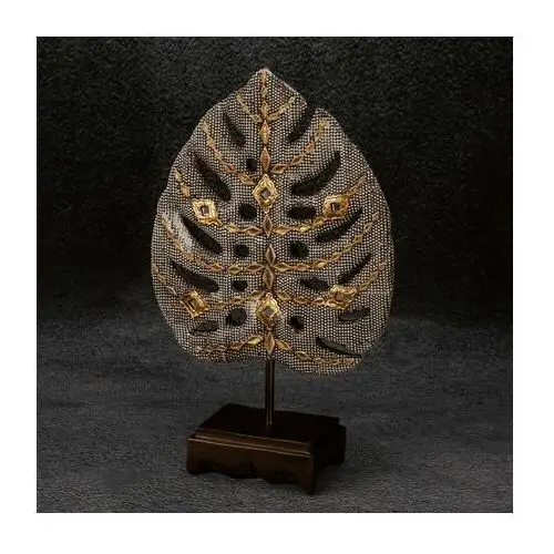 Liść monstery figurka ceramiczna srebrno-złota 17 x 6 x 26 cm srebrny,złoty