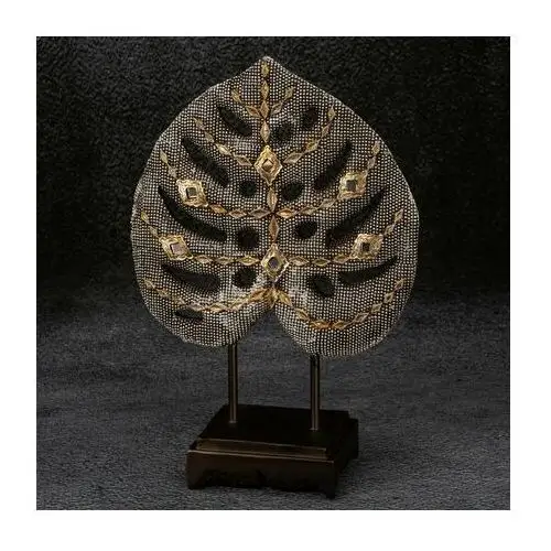 Liść monstery figurka ceramiczna srebrno-złota 19 x 7 x 27 cm srebrny,złoty