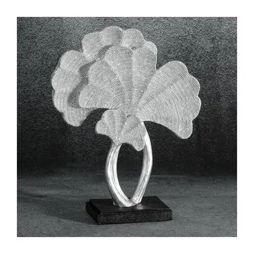 Liście miłorzębu - figurka dekoracyjna ELDO o drobnym strukturalnym wzorze, srebrna 25 x 9 x 32 cm srebrny