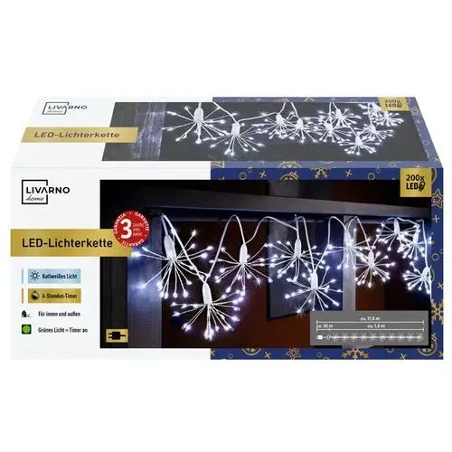 Livarno home łańcuch świetlny led, 200 diod led (10 x zimna biel)