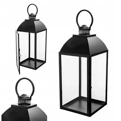 Metalowy Lampion Latarnia Latarenka Czarny Glamour