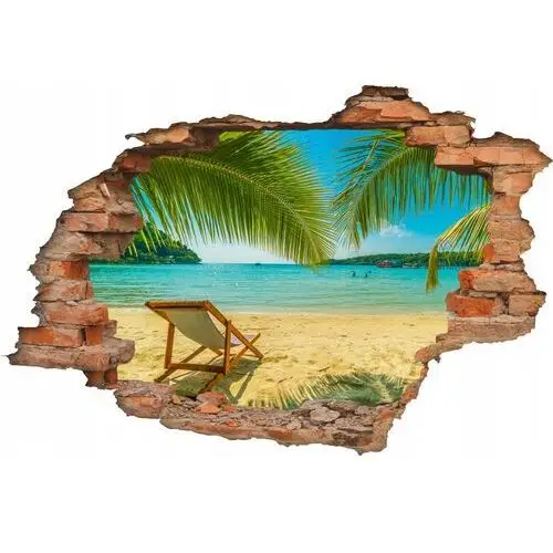 Naklejka na ściane Plaża palmy dziaura w ścianie