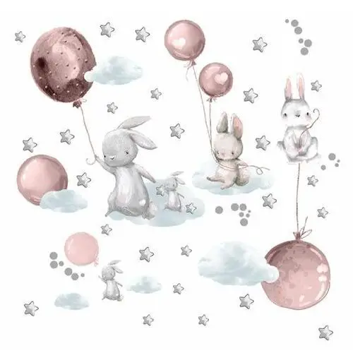 Naklejki dla dzieci na ścianę balony balon królik