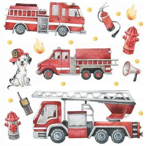 Naklejki na ścianę dla dzieci straż pożarna wóz strażacki strażak
