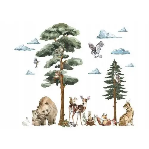 Naklejki na ścianę Leśne Zwierzęta misie, sowy XL