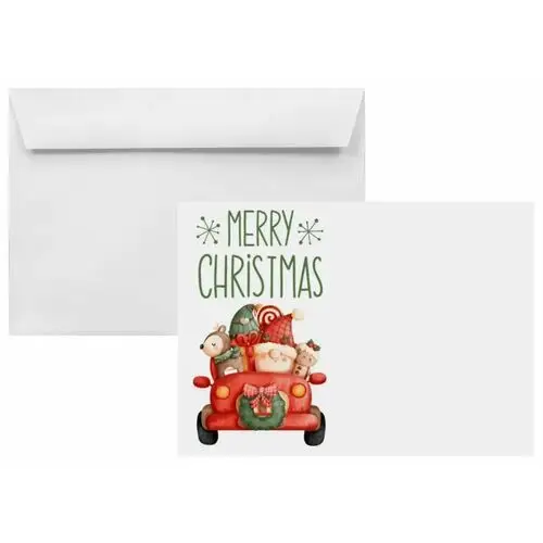 Koperty świąteczne na Boże Narodzenie B6 HK białe z nadrukiem Auto 25 szt. - świąteczne koperty na upominki kartki pieniądze