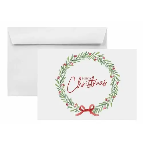 Koperty świąteczne na Boże Narodzenie B6 HK białe z nadrukiem Wianek 25 szt. - koperty z nadrukiem świątecznym na kartki pieniądze zaproszenia