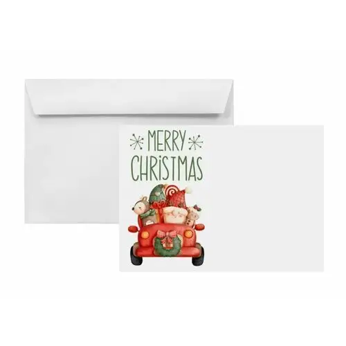 Netuno Koperty świąteczne na boże narodzenie c6 hk białe z nadrukiem auto 25 szt. - koperty z mikołajem na kartki zaproszenia dla dzieci