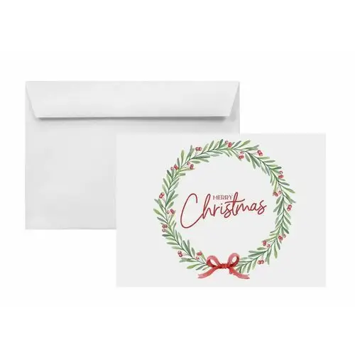 Koperty świąteczne na Boże Narodzenie C6 HK białe z nadrukiem Wianek 25 szt. - koperty bożonarodzeniowe na zaproszenia upominki życzenia dla pracown