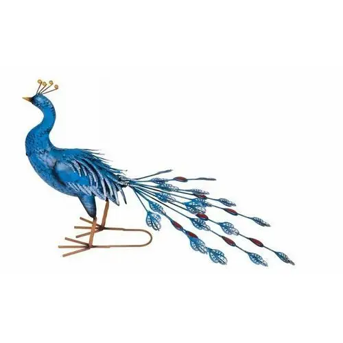 Niebieski Paw Dekoracja Ogrodowa Ozdoba Figurka 70x23x46 cm