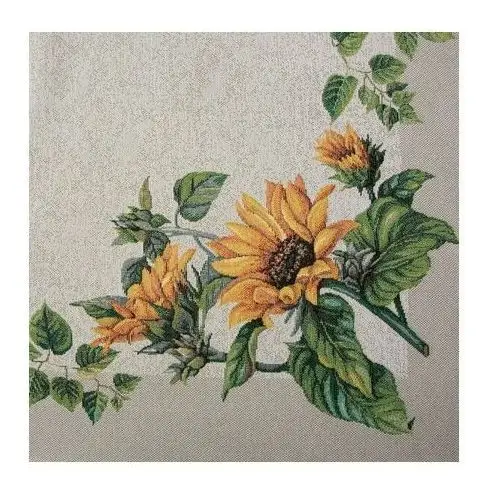 Obrus gobelinowy z wzorem kwiatów słonecznika 100 x 100 cm naturalny,żółty 2