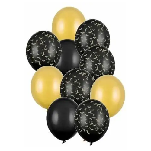Ochprosze Balony na halloween złoty czarny nietoperz 10 sztuk
