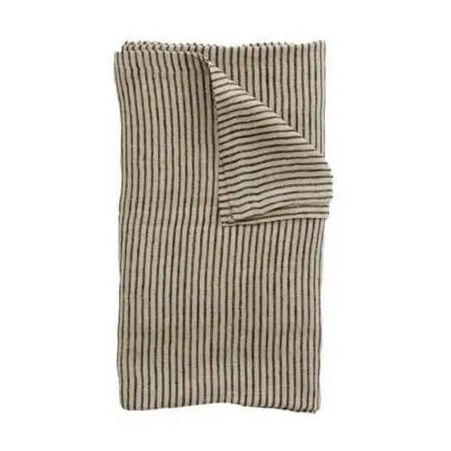 Olsson & Jensen Obrus lniany Stripe 150x300 cm Czarny-piasek