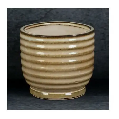 Osłonka ceramiczna BENA z poziomymi prążkami ∅ 14 x 13 cm jasnobrązowy