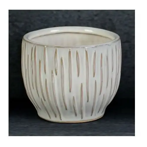 Osłonka ceramiczna na donicę ABA z nieregularnym wzorem ∅ 13 x 11 cm kremowy,beżowy