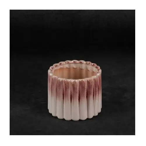 Osłonka ceramiczna na donicę EVITA z efektem ombre ∅ 14 x 11 cm kremowy,różowy