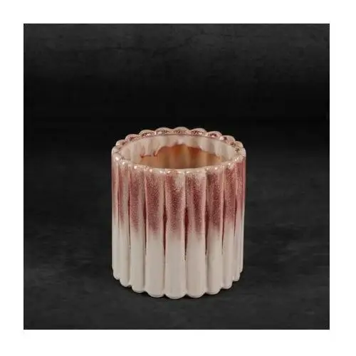 Osłonka ceramiczna na donicę EVITA z efektem ombre ∅ 15 x 15 cm kremowy,różowy