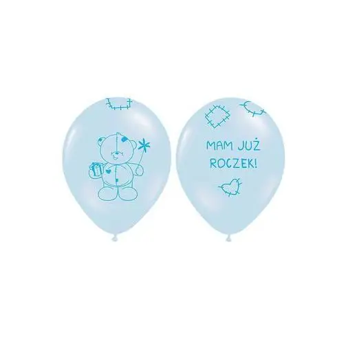 Balony z nadrukiem dla chłopca "Mam już roczek" - 37 cm - 6 szt