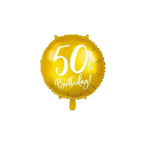 Balon foliowy "50 Urodziny 50th Birthday", PartyDeco, 18" złoty