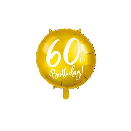 Balon foliowy "60 Urodziny 60th Birthday", PartyDeco, 18" złoty