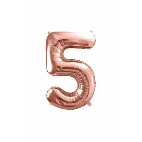 Balon foliowy metalizowany cyfra "5", 86 cm, różowe złoto