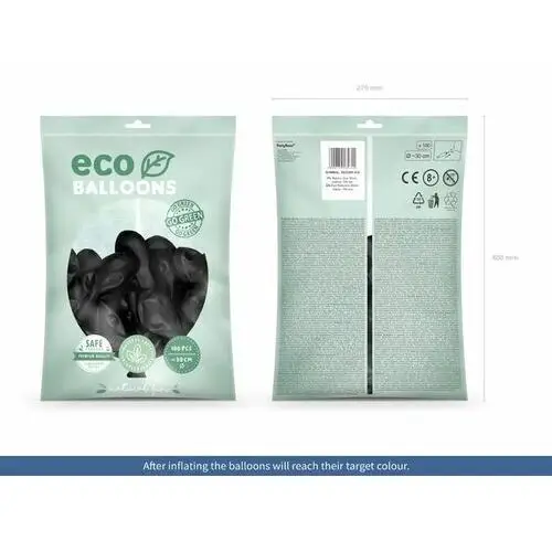 "Balony Eco 30cm pastelowe, czarny (1 op. / 100 szt.)", ECO30P-010