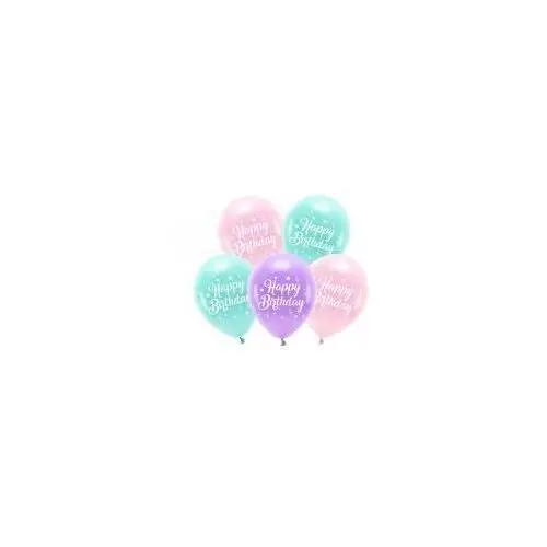 Partydeco balony eco happy birthday różowy 26cm 5szt