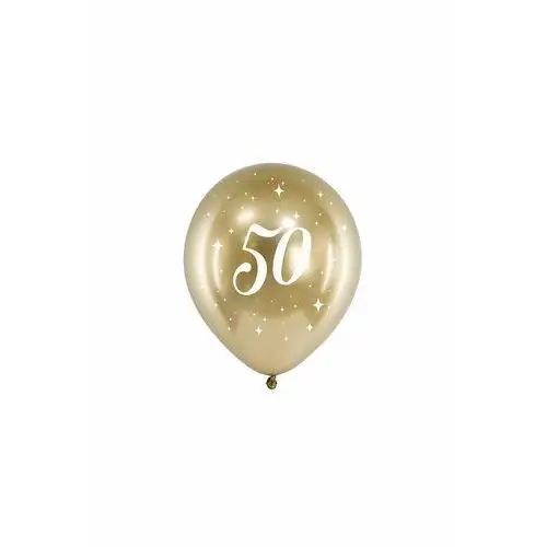 Partydeco Balony glossy 30 cm z nadrukiem "50" - złoty