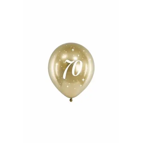 Partydeco Balony glossy 30 cm z nadrukiem "70" - złoty