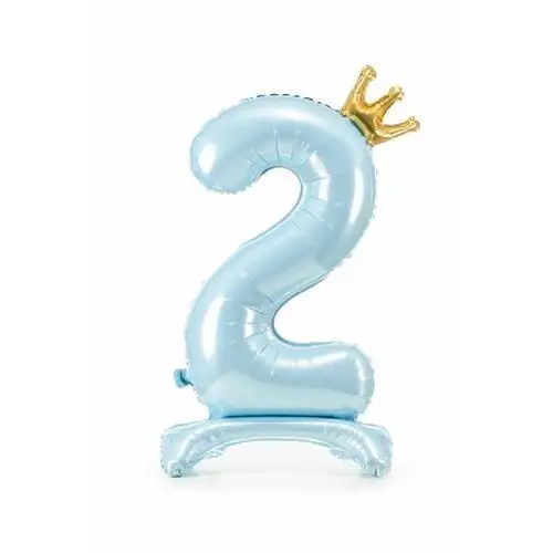 Partydeco Stojący balon foliowy cyfra "2" błękitny 1 szt