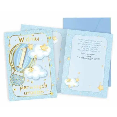 Karnet pr-429 urodziny 1 (roczek, cyferki, niebieski balon) Passion cards