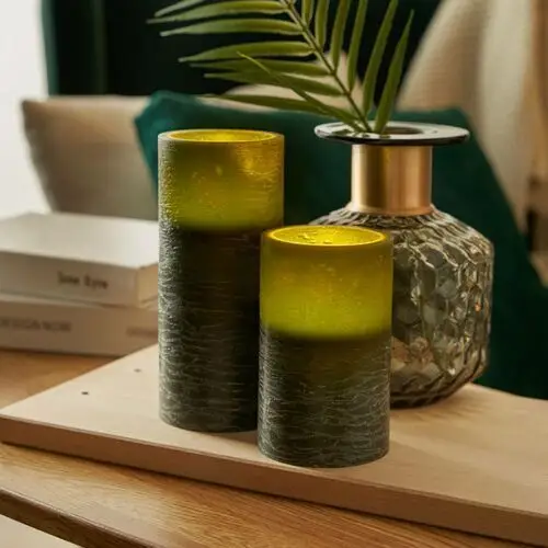 Świeca woskowa cosy shine candle, 2 sztuki, zielona Pauleen