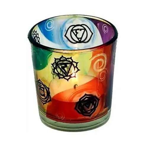 Phoenix import Świecznik szklany na tealight z motywem 7 czakr 6 x 5 cm