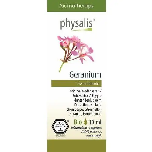 OLEJEK ETERYCZNY PELARGONIA (GERANIUM) ECO 10 ml - PHYSALIS