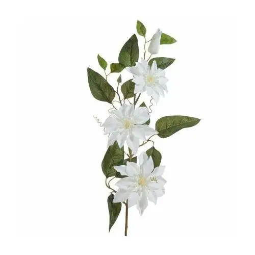 POWOJNIK CLEMATIS sztuczny kwiat dekoracyjny z płatkami z jedwabistej tkaniny 85 cm biały,zielony