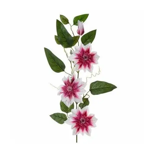 POWOJNIK CLEMATIS sztuczny kwiat dekoracyjny z płatkami z jedwabistej tkaniny 85 cm biały,amarantowy