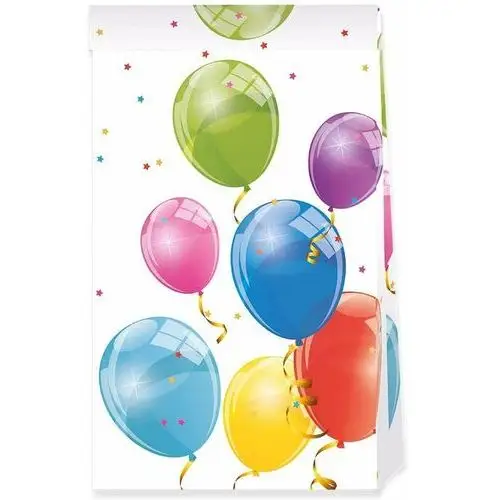 Torebki papierowe na upominki,błyszczące, balony, 4 szt