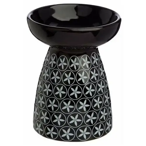 Ceramiczny podgrzewacz do olejków eterycznych i wosków z wzorem kwiatowym 'eden' czarny Puckator