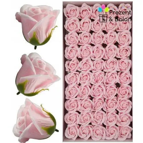 Pudrowe Jasny Róż Róże Mydlane Kwiaty Flower Box Główka Sztuczne 50