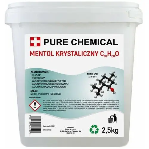 Mentol krystaliczny do sauny kryształy 2500g 2,5kg Pure chemical